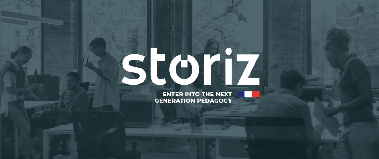 photo open space filtre bleu logo storiz baseline anglais