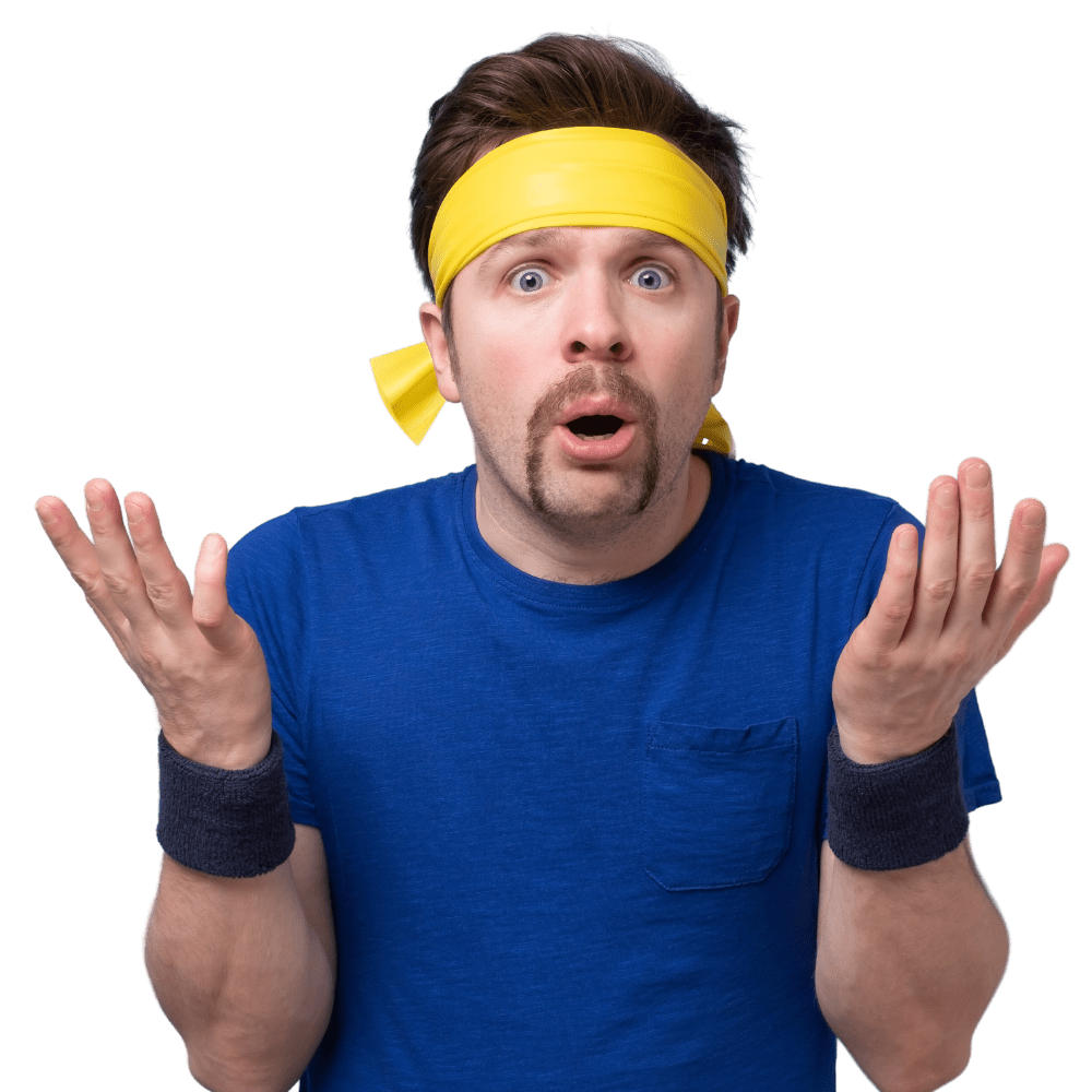 Homme en tee-shirt bleu et bandeau sport tête - coaching en entreprise