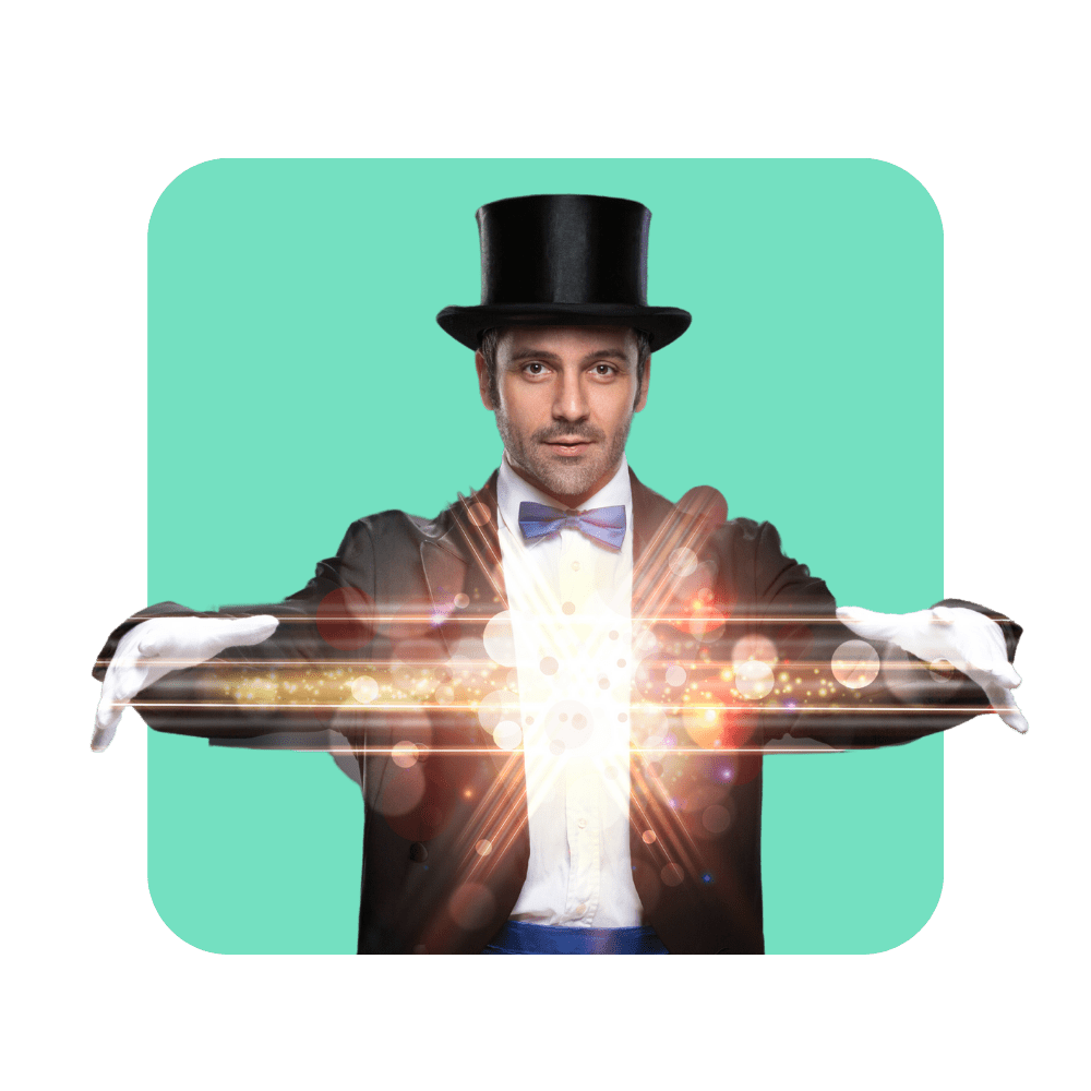 Magicien avec de la magie et lumière entre les mains - former les managers